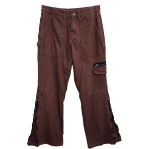 Unbranded Brown Utility Cargo Pants with Side Leg Zippers and D-Ring